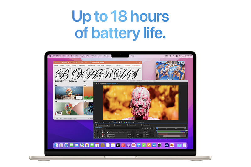 MacBook Air M2 có thời lượng pin bền bỉ lên tới 18 tiếng